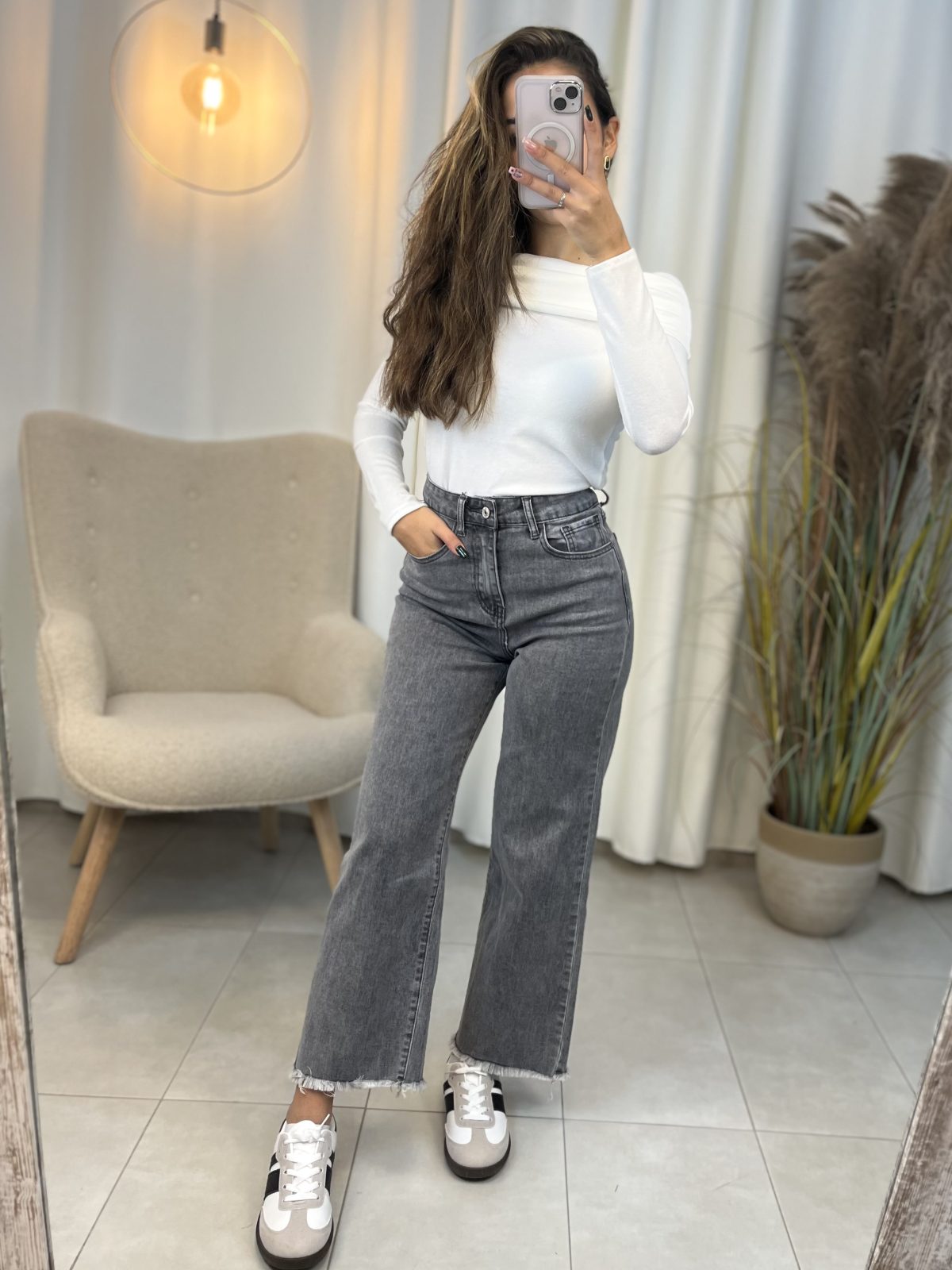 Jeans Crop Gris 133 - Imagen 3