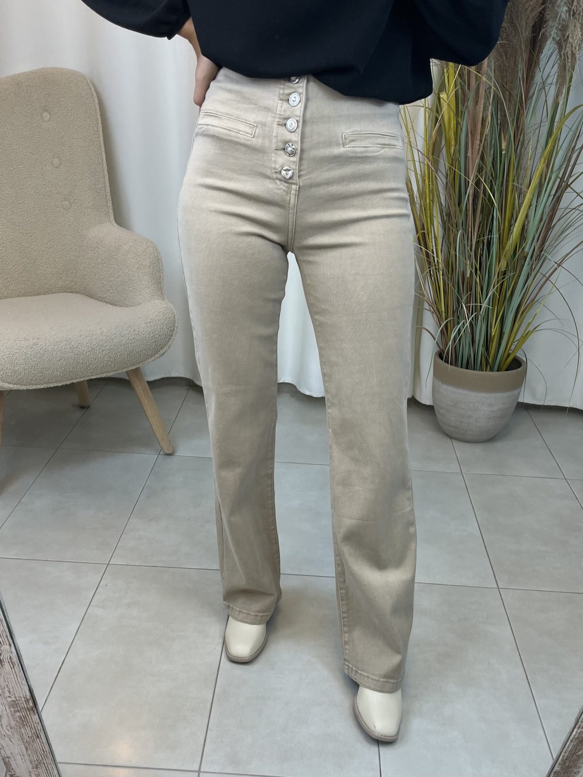 Jeans Botones Joya Beige 77902