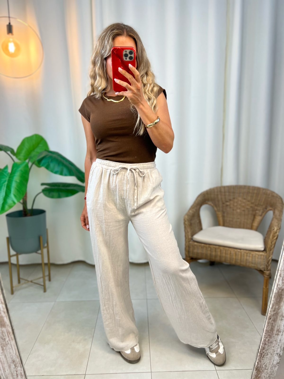 Pantalón Algodón Beige - Imagen 3
