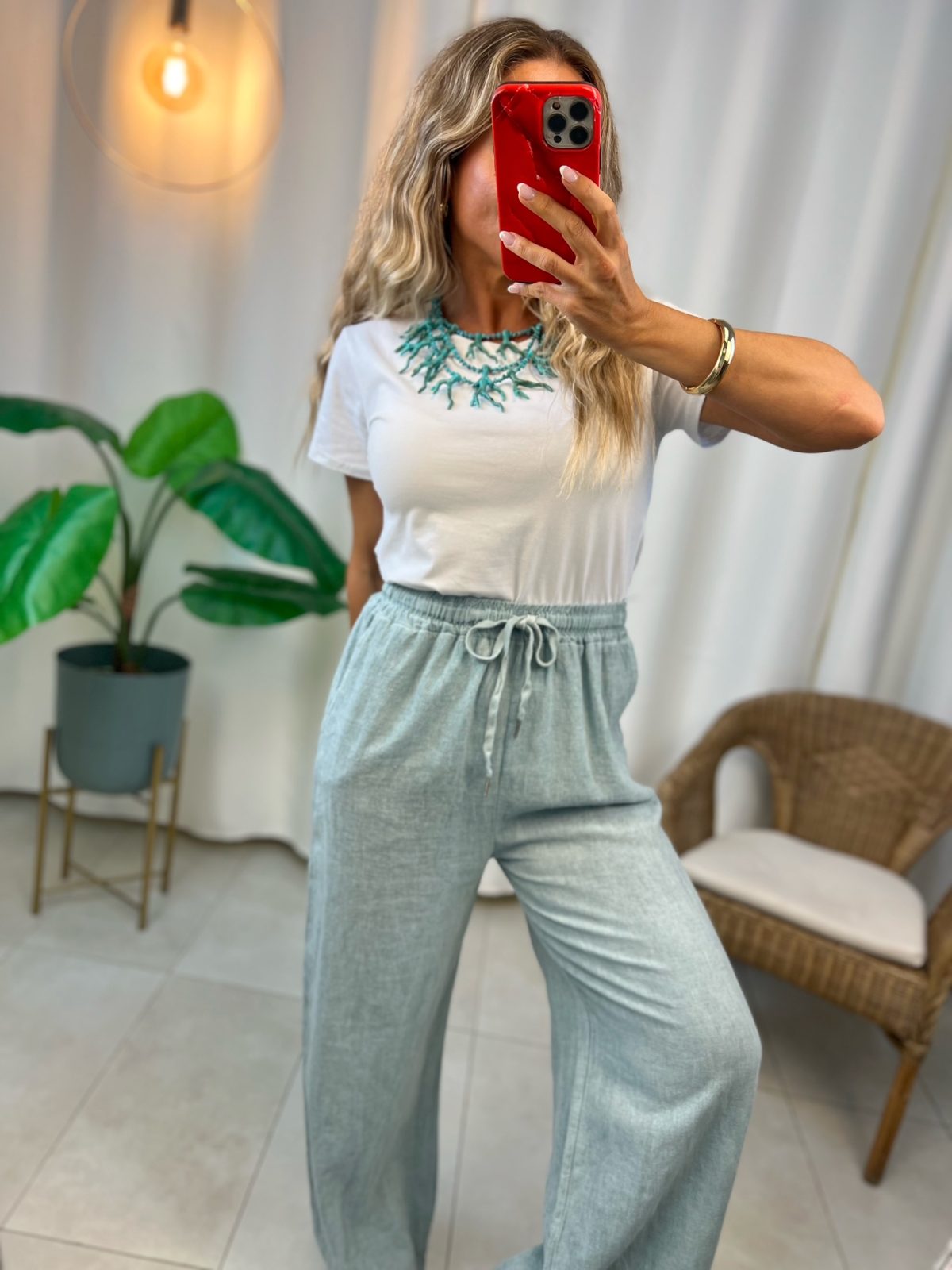 Pantalón Algodón Aguamarina