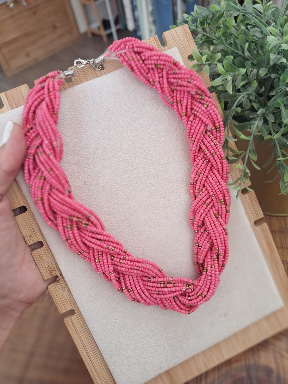 Collar Trenzado Fucsia