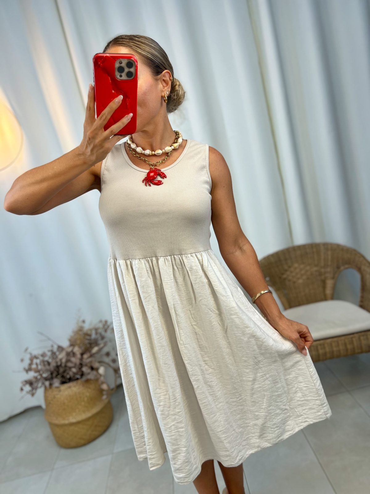 Vestido Olga Corto Beige