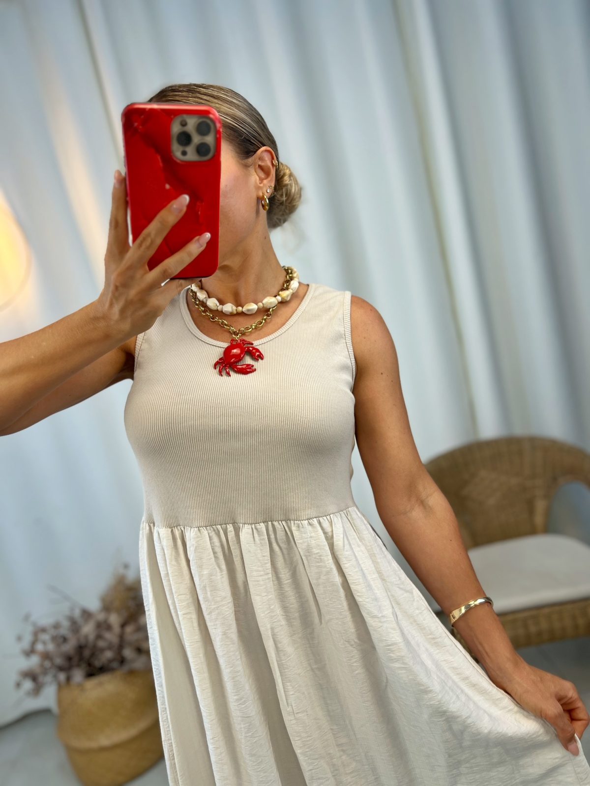 Vestido Olga Corto Beige - Imagen 3