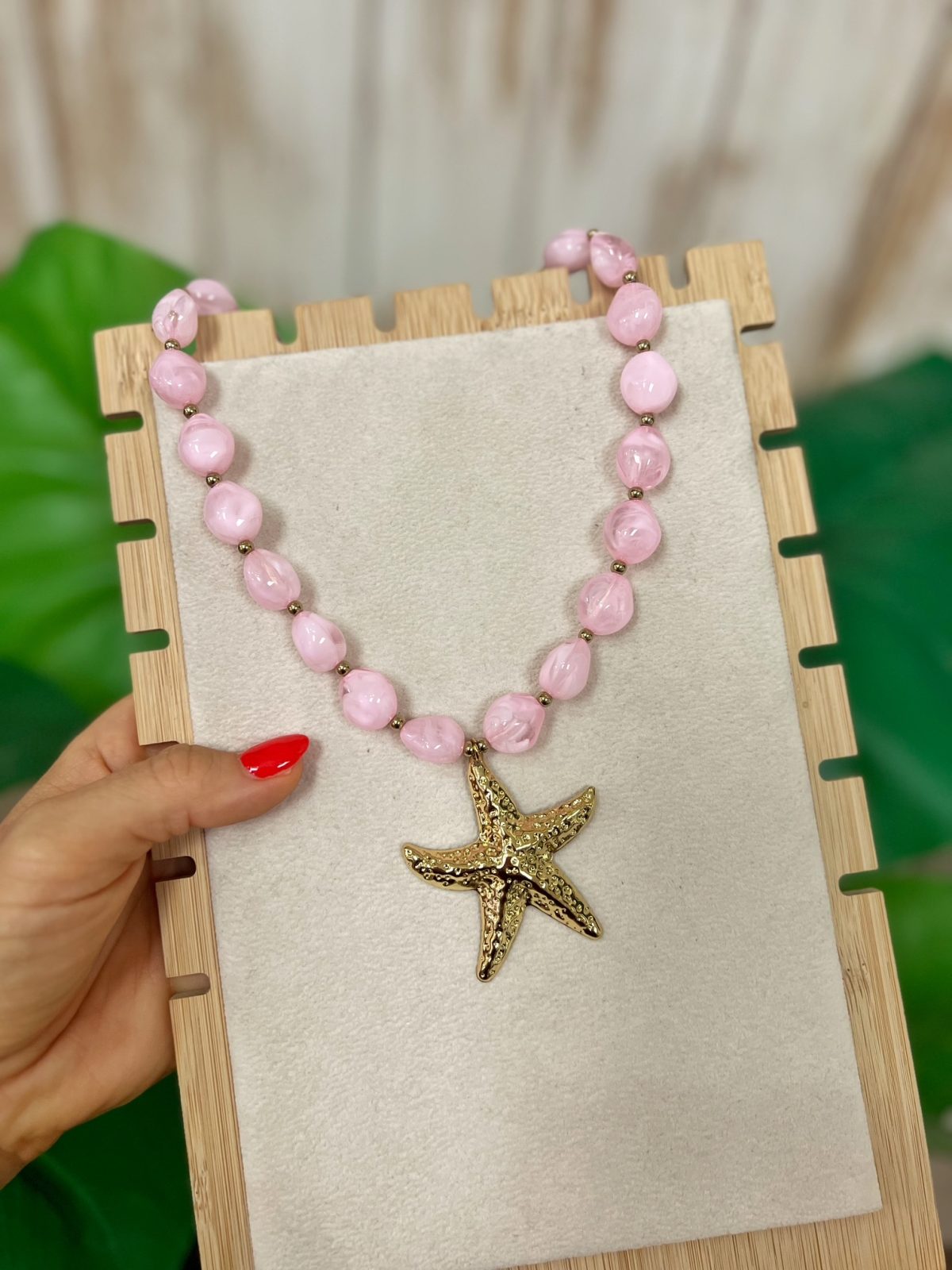 Collar Piedras Estrella Rosa